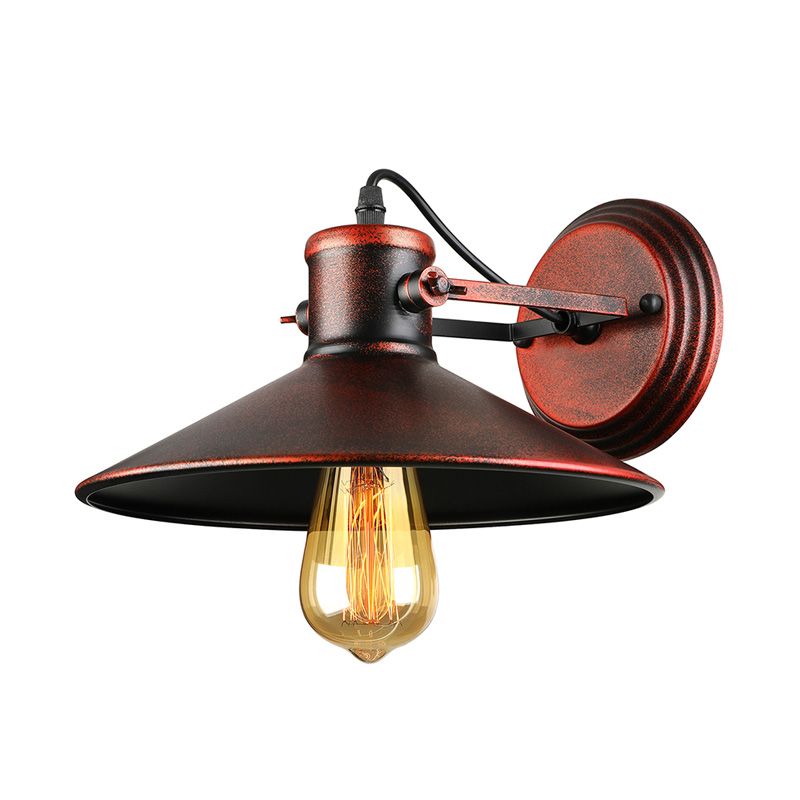 Metallic Saucer Sconce Wall Lighting Antique Style 1 Bulb Corridor Wall Sconce Lamp in Black/Rust