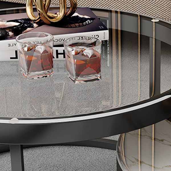 Contemporary Coffee Table Set Round 2-Piece Coffee Cocktail Table