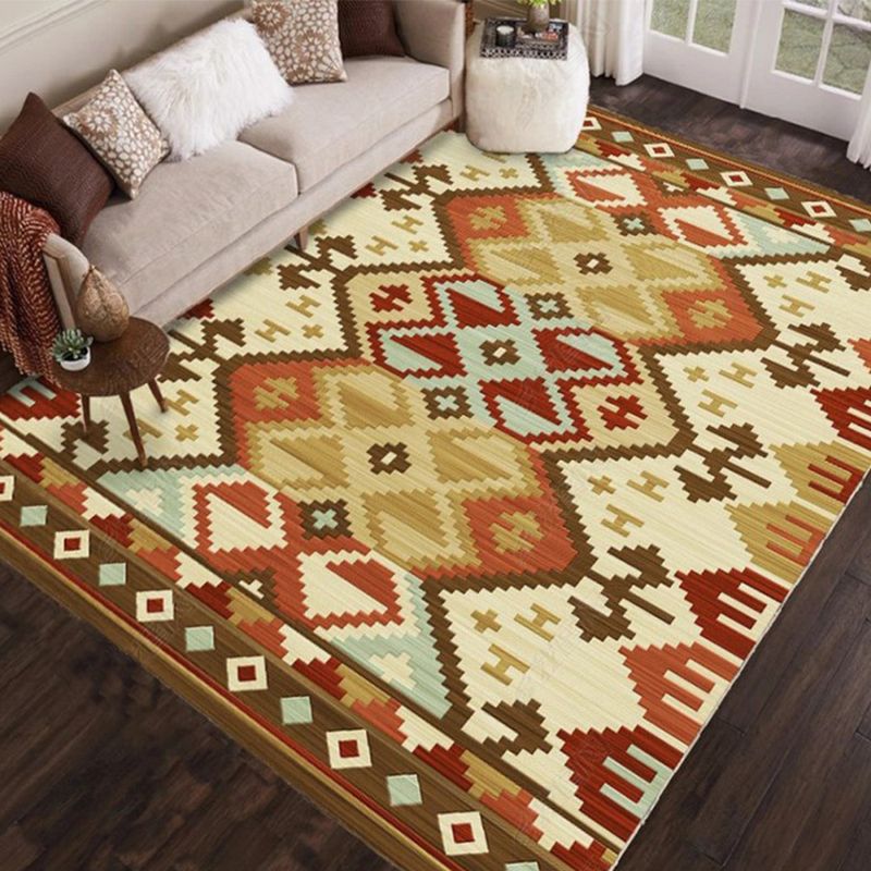 Vintage-Digitaldruck-geometrischer Teppich, mehrfarbiger Boho-Chic-Teppich, Synthetik, schmutzabweisend, rutschfest, haustierfreundlicher Teppich für Zuhause
