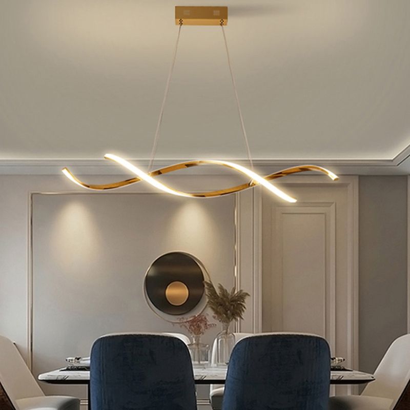 Strip Shape Island Lamp Modern LED Island Hanging Light with Silica Gel Shade for Bedroom
