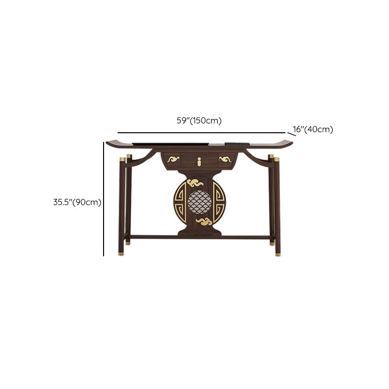 Rectangle Contemporary Console Table Wooden Console Sofa Table in Brown