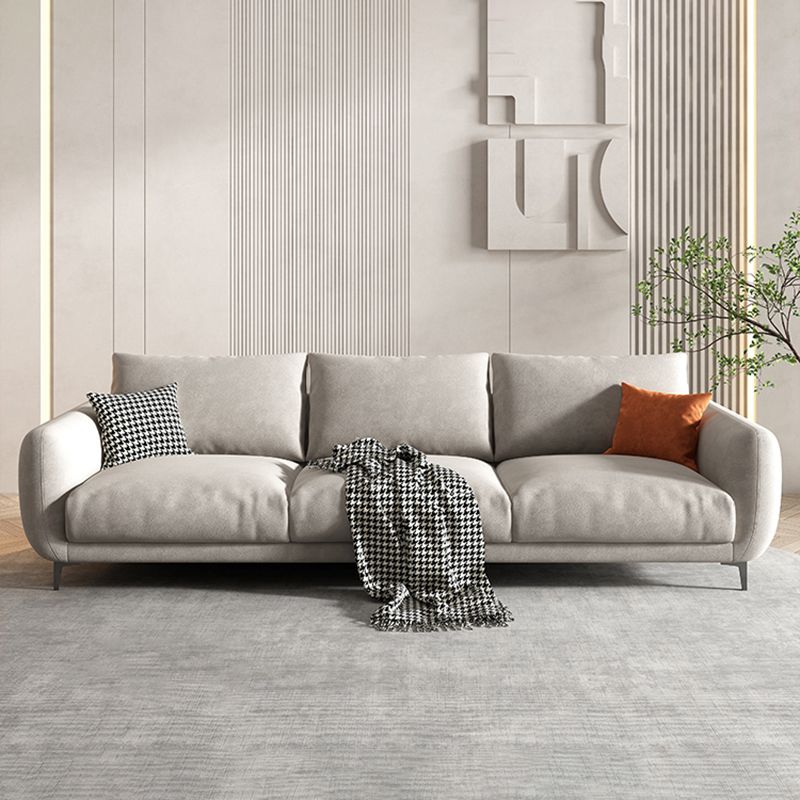 3 Seater 35.4"H Microsuede Solid Color Square Arm Sofa for Living Room