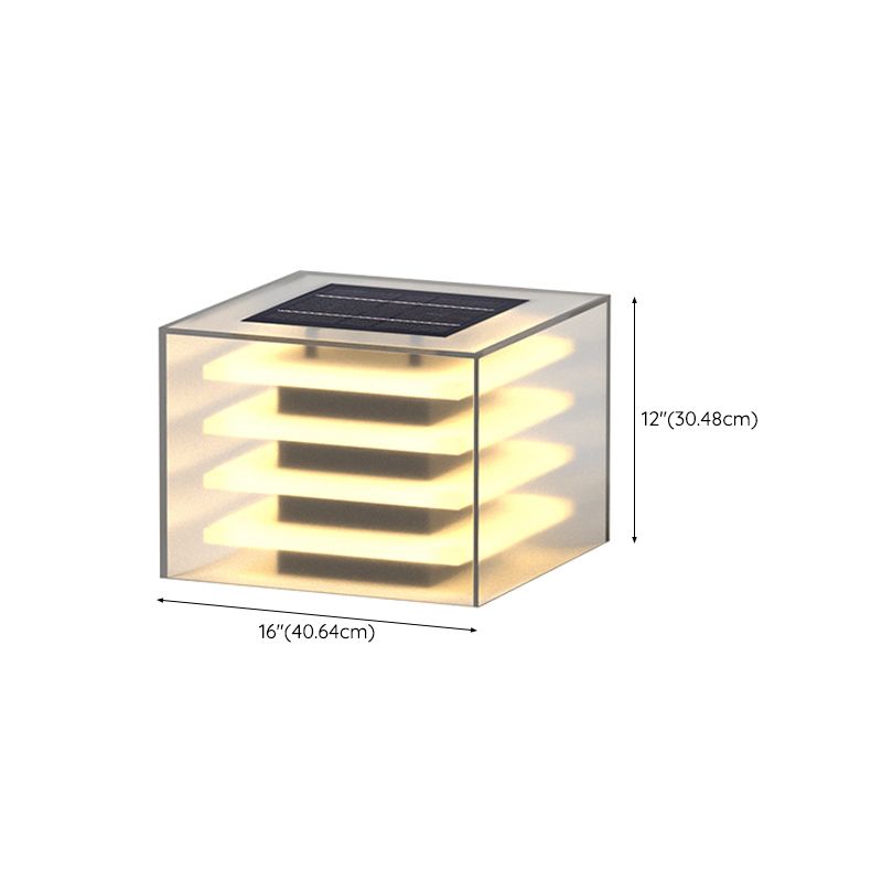 Square Contemporary Waterproof Pillar Light with Acrylic for Courtyard