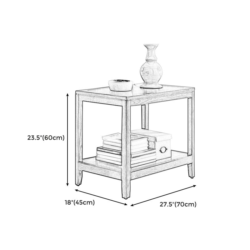 Farmhouse Wooden Side Table One Shelf Side Table with Wood Legs