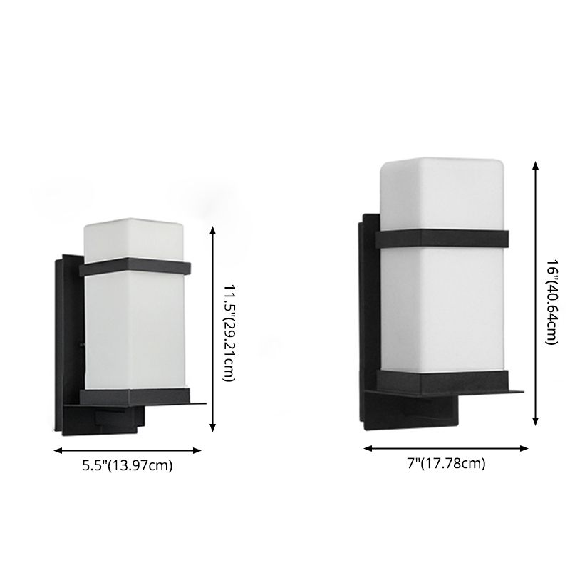 Modern Simple Style Retangular Shade Wall Sconce LED Metal 1 Light Sconces in Black Finish