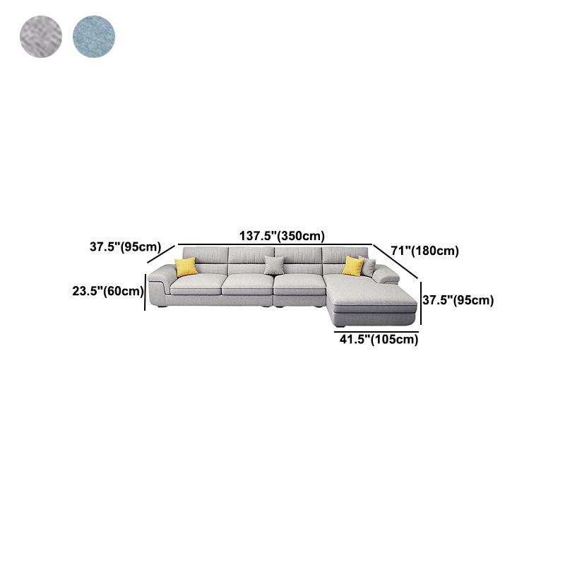 137.79" L Modern Linen Sectional Pillow Top Arm Sectional for Living Room