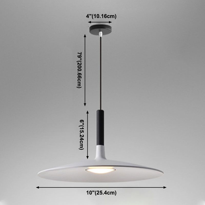 Minimalist Indoor Pendant Light, Metal Flat Shade LED Pendant Lighting