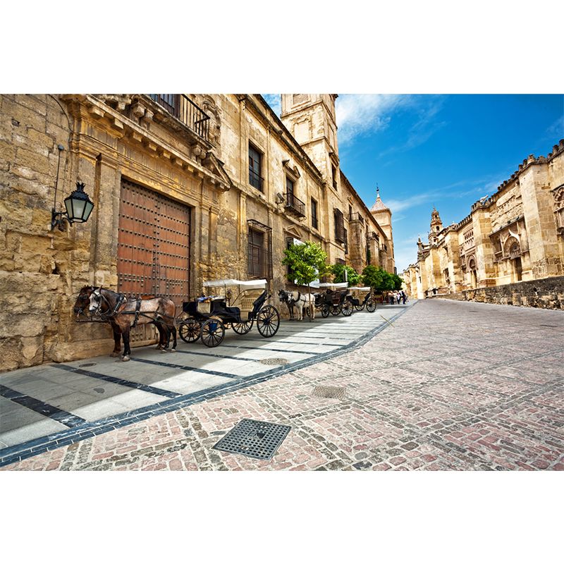 Modern Downtown Mural Wallpaper for Boys Bedroom Full Size Wall Covering in Blue