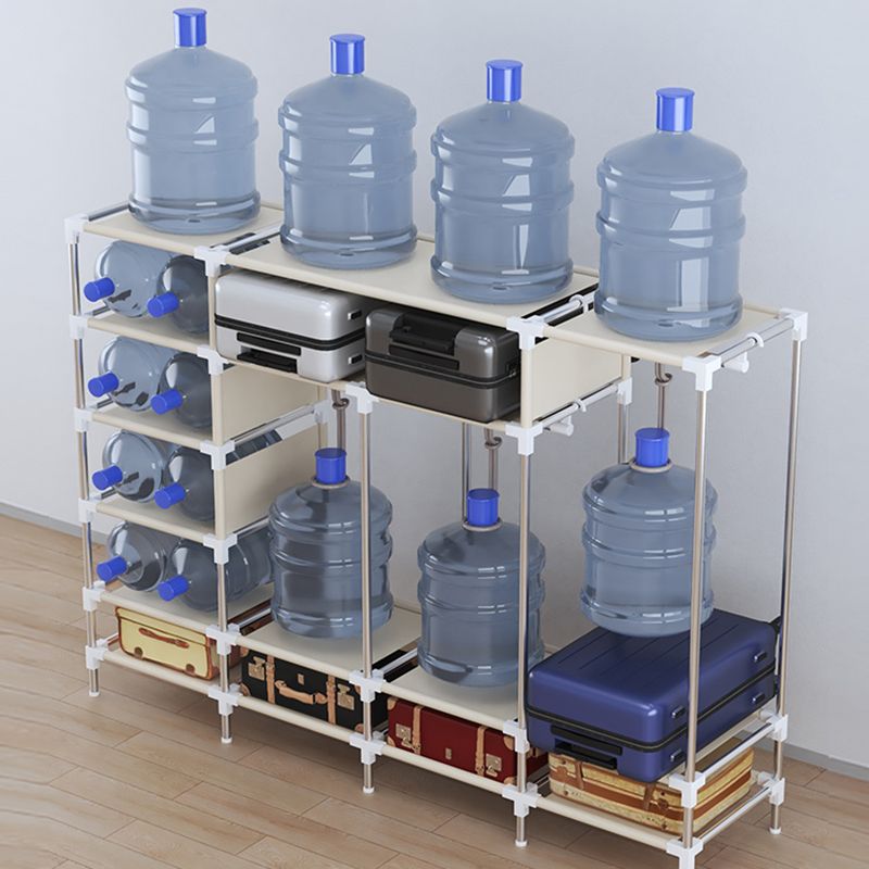 Modern Style Wardrobe Armoire Silver Steel Frame Wardrobe with Drawer