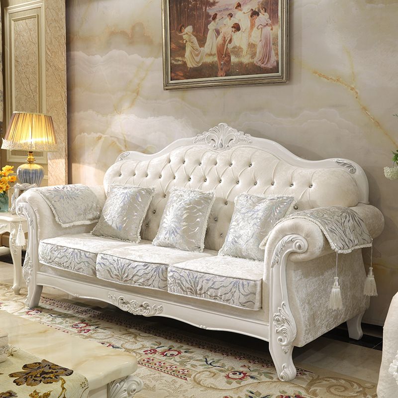 Traditional Standard Flared Arm Settee Couch for Three People