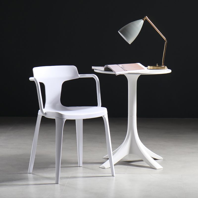 Chaises de salle à manger en plastique de style contemporain, chaises latérales à bras pour cuisine
