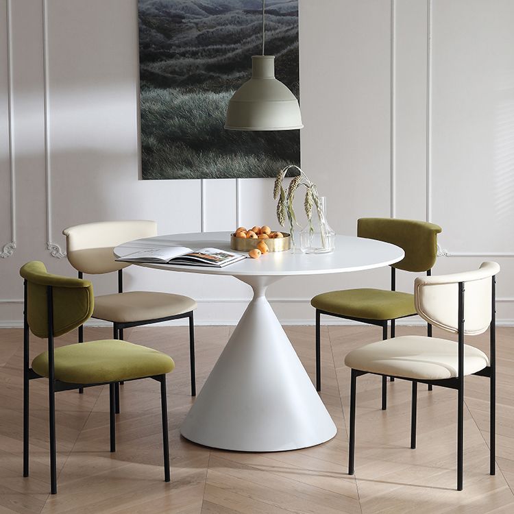 Round Dining Table Stone Dining Table in Black and White with Pedestal