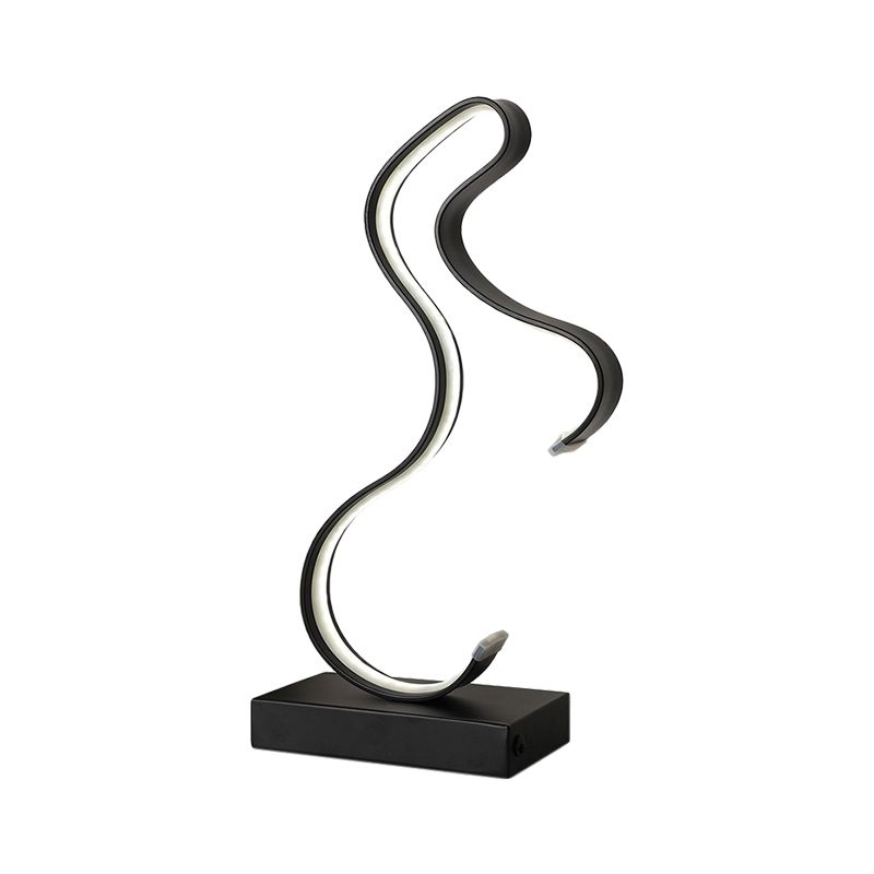 Simplicity Horse Profile Desk Lighting Metal LED Bedroom Nightstand Light with Oblong Pedestal in Black/White/Gold