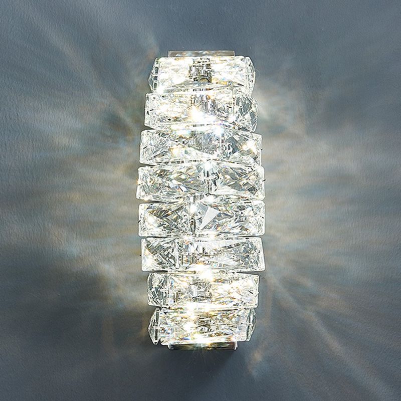 Postmodern Crystal Wall Light Geometric Shape 5" Wide Wall Sconce for Living Room