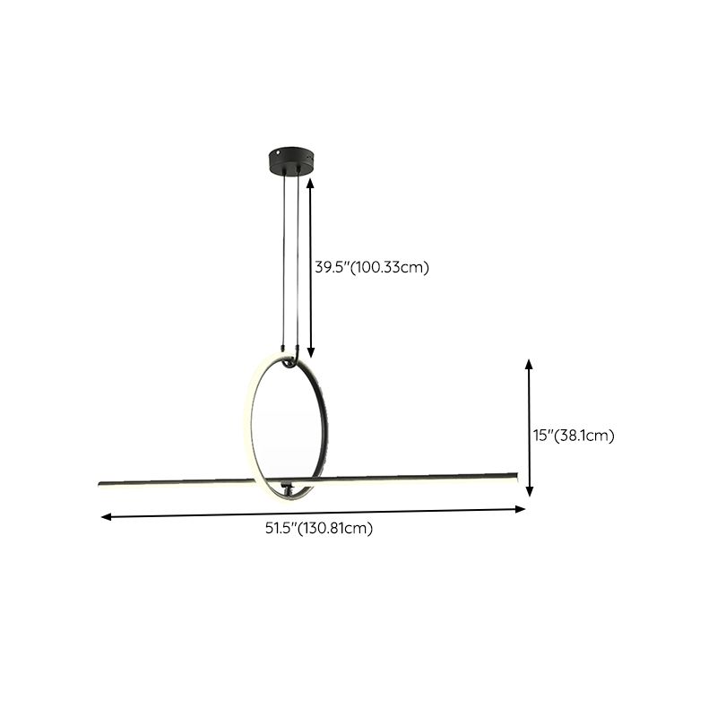 2 Lights Geometric Hanging Lighting Modern Metal Island Lighting