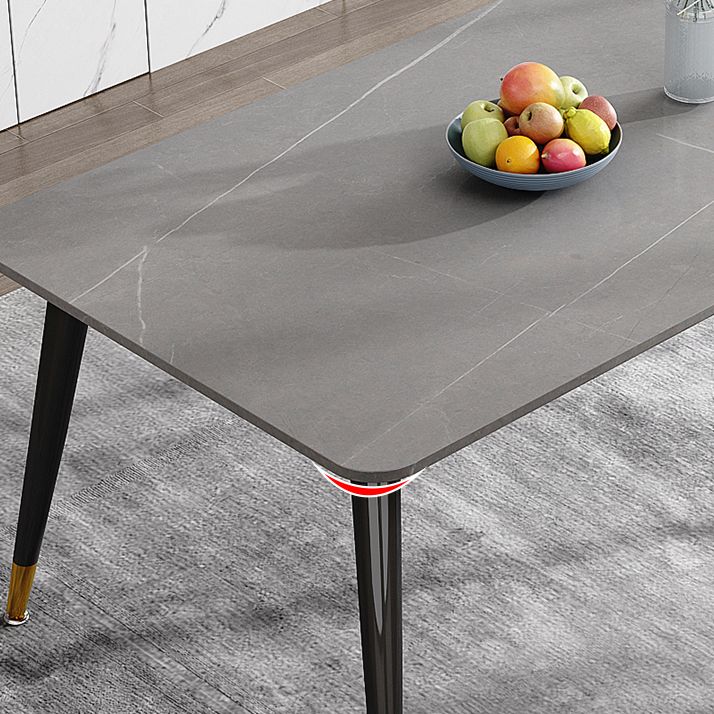 Metal 4 Legs Dining Table Rectangle Stone Top Dining Table for Dining Room