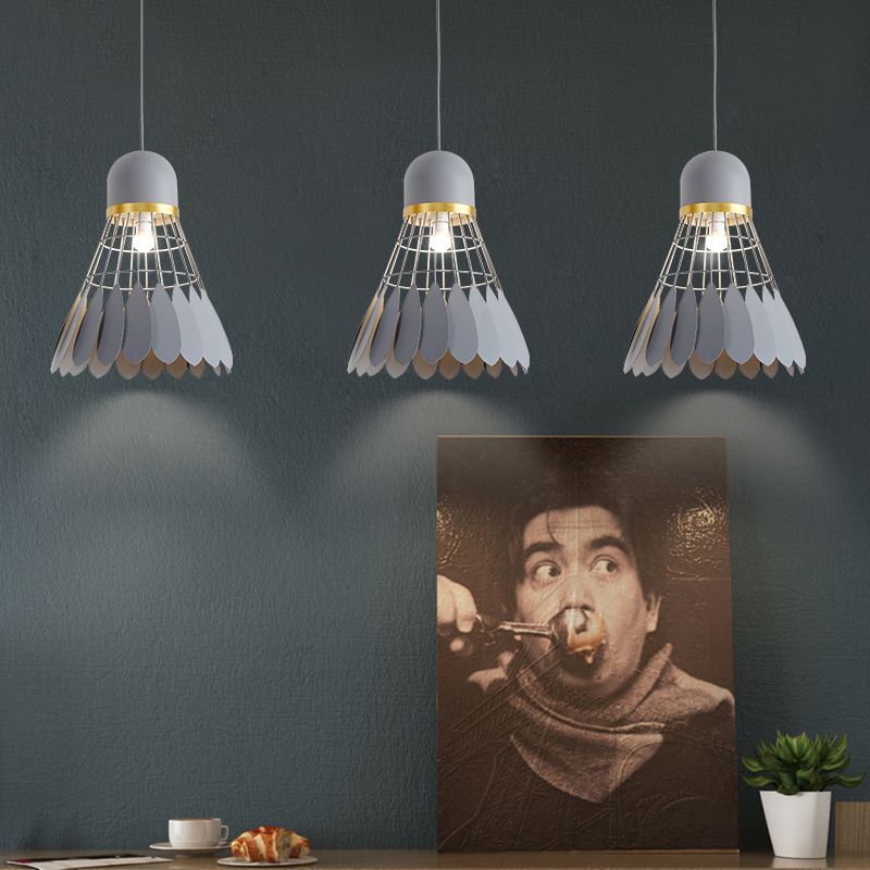Badminton Hanging Lamp Artistry Metallic 1-Light Dinning Room Pendant Ceiling Light in White/Black/Grey