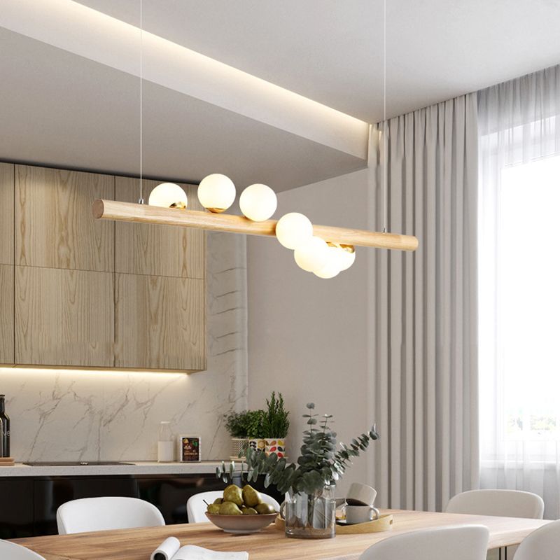 5/7-Light Wood Ceiling Light Industrial Kitchen Island Lighting for Room
