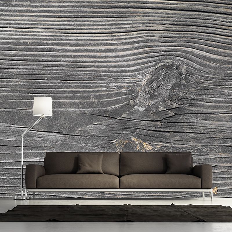 Wood Texture Wall Mural Industrial Style Mildew Resistant for Dining Room