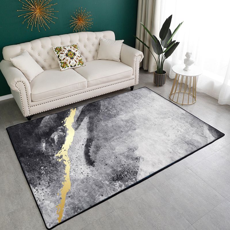 Zwart eenvoudig tapijt polyester abstract patroon tapijt wasbaar tapijt voor woonkamer