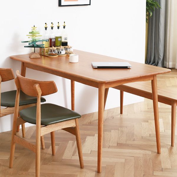 Table à manger rectangle de style contemporain table en bois massif avec 4 pieds