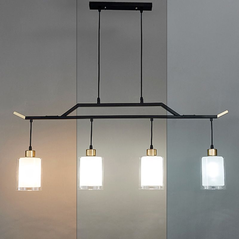 Black Island Chandelier Lights Glass Modern Hanging Lamp for Dining Room