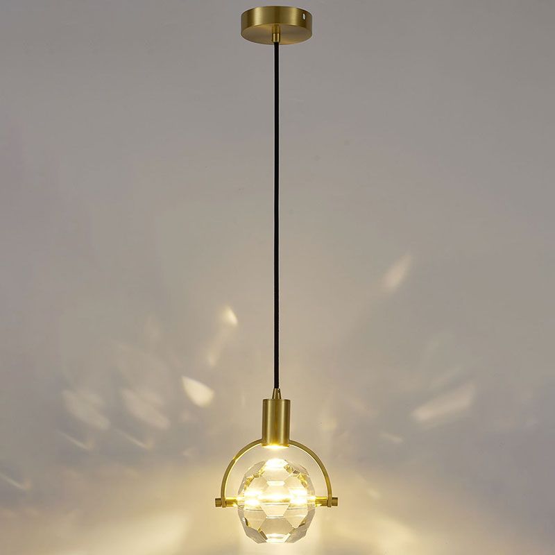 Ball Light Suspension Pendant Modern Simple Crystal Hanging Lights for Bedside