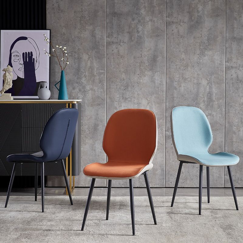 Sillas de comedor de cuero de estilo minimalista, sillas Wingback Parsons para cocina