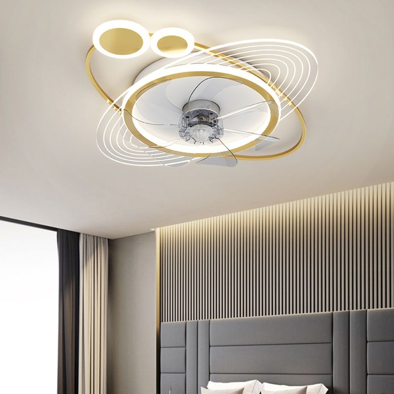 Modern Style Geometry Ceiling Fan Lamps Metal Ceiling Fan Lighting for Bedroom