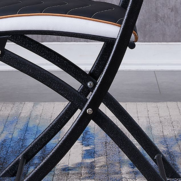 Silla lateral de metal moderna para interiores y exteriores, silla lateral de comedor plegable con respaldo abierto