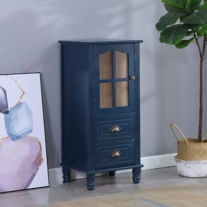Contemporary 1 - Door 1 Shelves Glass Paned with Drawer Solid Wood Chest