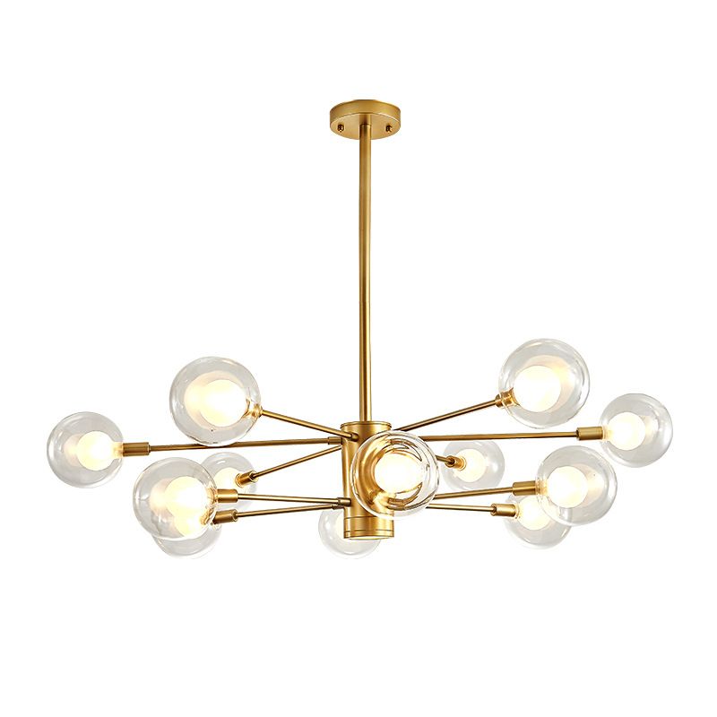 Globe Suspension Hanging Pendant Light Modern Style Corridor Clear Glass Chandelier in Frosted Spray Paint Finish