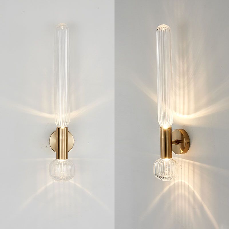 Contemporary Gold Glass Wall Mounted Lighting 1-Light Wall Sconce for Living Room