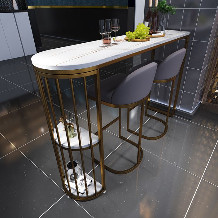 Low Back Bar Stools Glam Metal Dining Stools with Metal Base