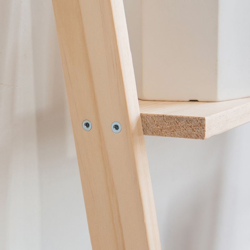 Contemporary Ladder Bookcase Solid Wood Open Back Bookshelf with Shelves