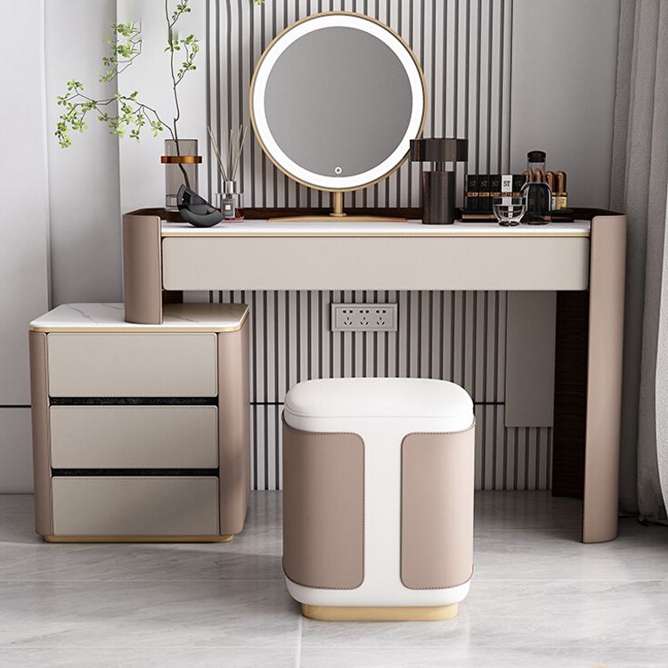 Contemporary 30.7" Height Slate Top Table Makeup Vanity with Drawers