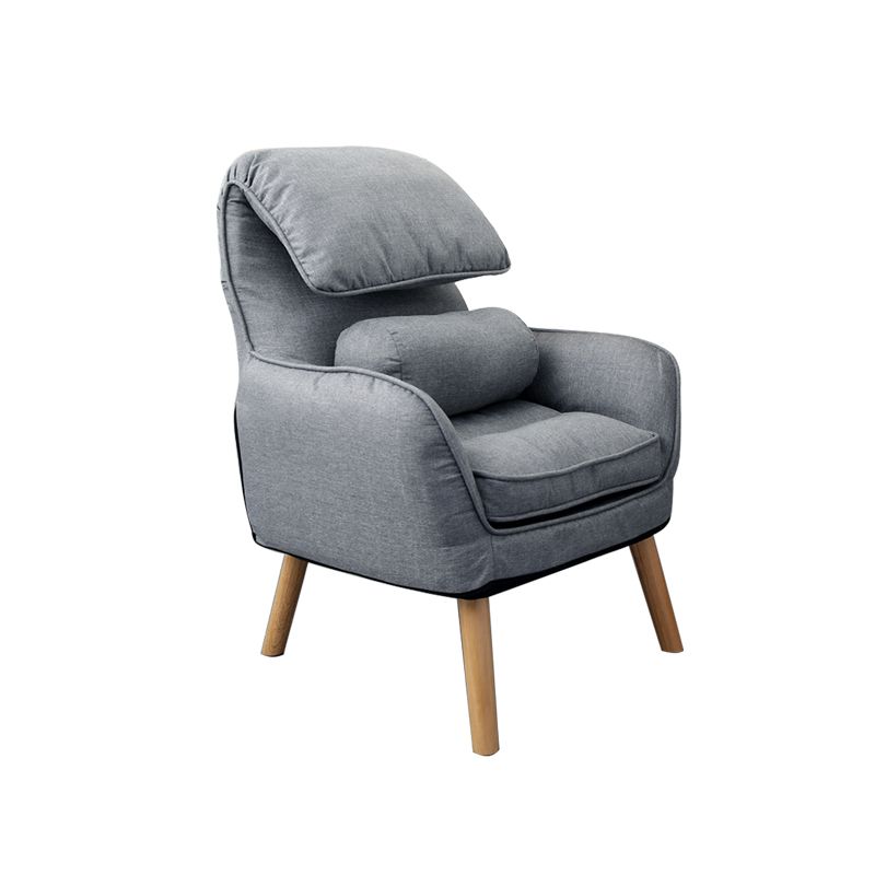 Flared Arms Chair with Pillow Back and Basic Four Legs for Bedroom
