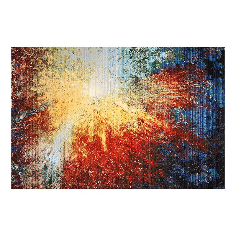 Red Modern Rug Polyester Graphic Rug Stain Resistant Rug for Home Decor