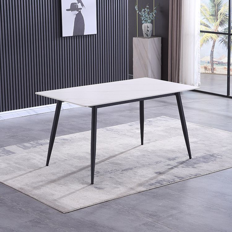 Modern Sintered Stone Dining Table Set White Rectangle Formal Dining Set