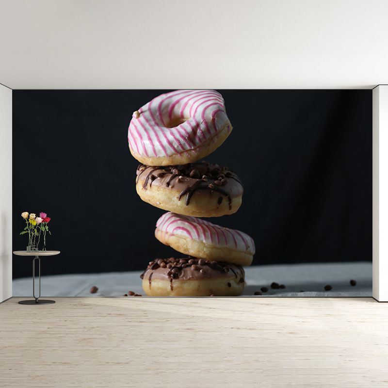 Chocolate Donut Mural Wallpaper Commercial Use for Dessert Shop, Made to Measure