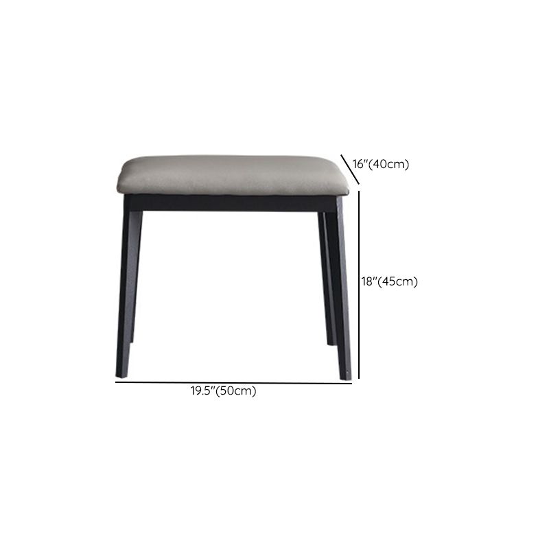 Modern Gray Vanity Mirrored Wood Makeup Dressing Table Stool Set