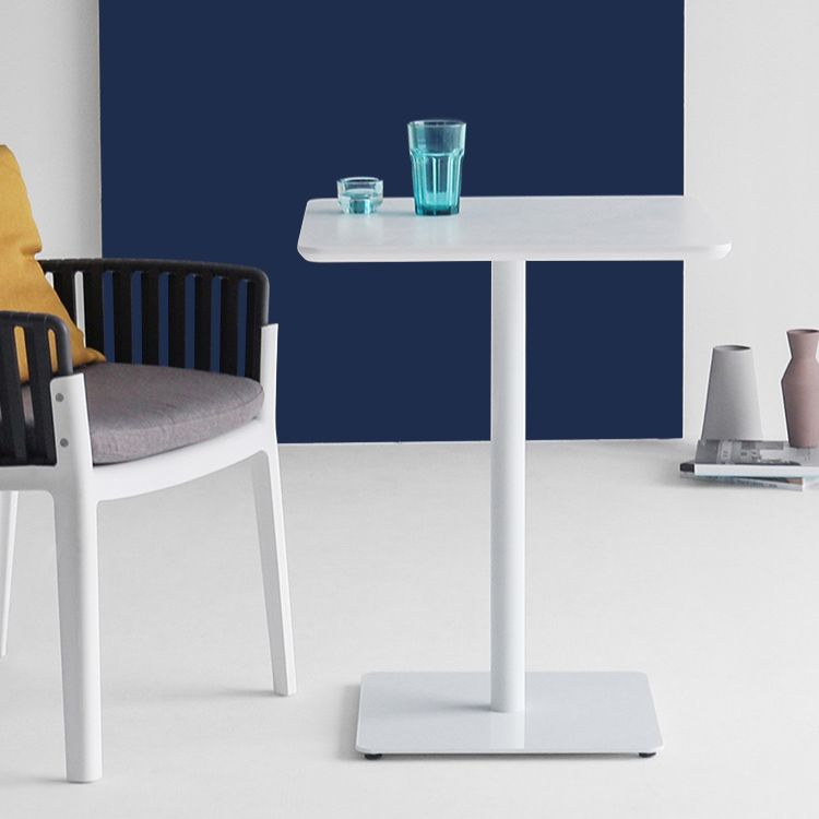 Metal Industrial Square Dining Table Solid Wood Top Indoor Table with Pedestal Base