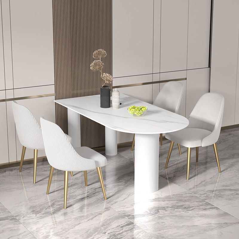 White Stone Top Dinner Room Kitchen Table Modern Tripod Base Dining Table