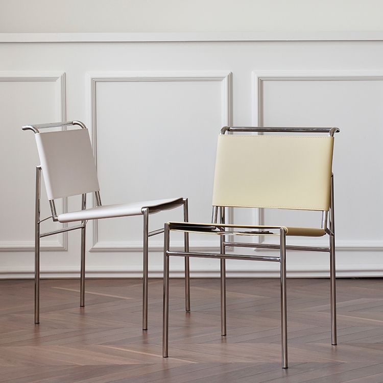 Modern Style Side Chair Faux Leather Open Back Dining Chair for Home