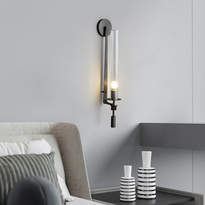 Geometric Wall Lighting Simplicity Metal 1 Light Rustic Wall Sconces in Black