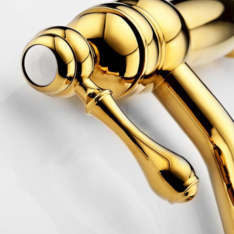 Traditional Centerset Faucet Lever Handles Gooseneck Arc Solid Brass Faucet