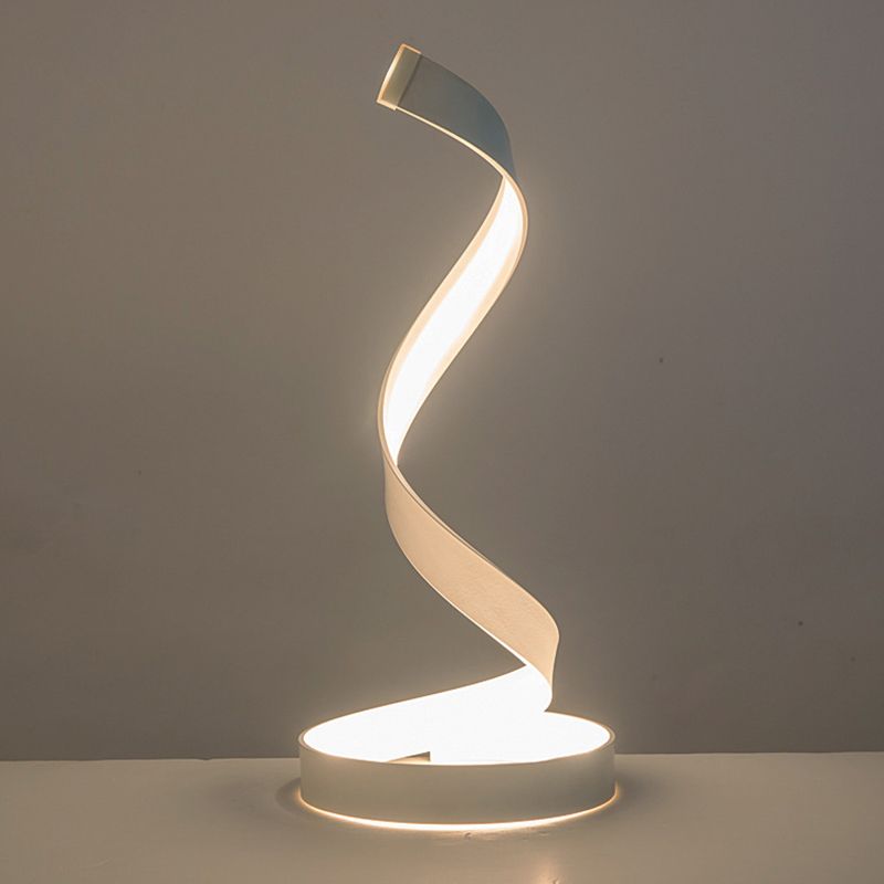 LED Living Room Desk Lamp Modernist White Task Lighting with Twisted Acrylic Shade