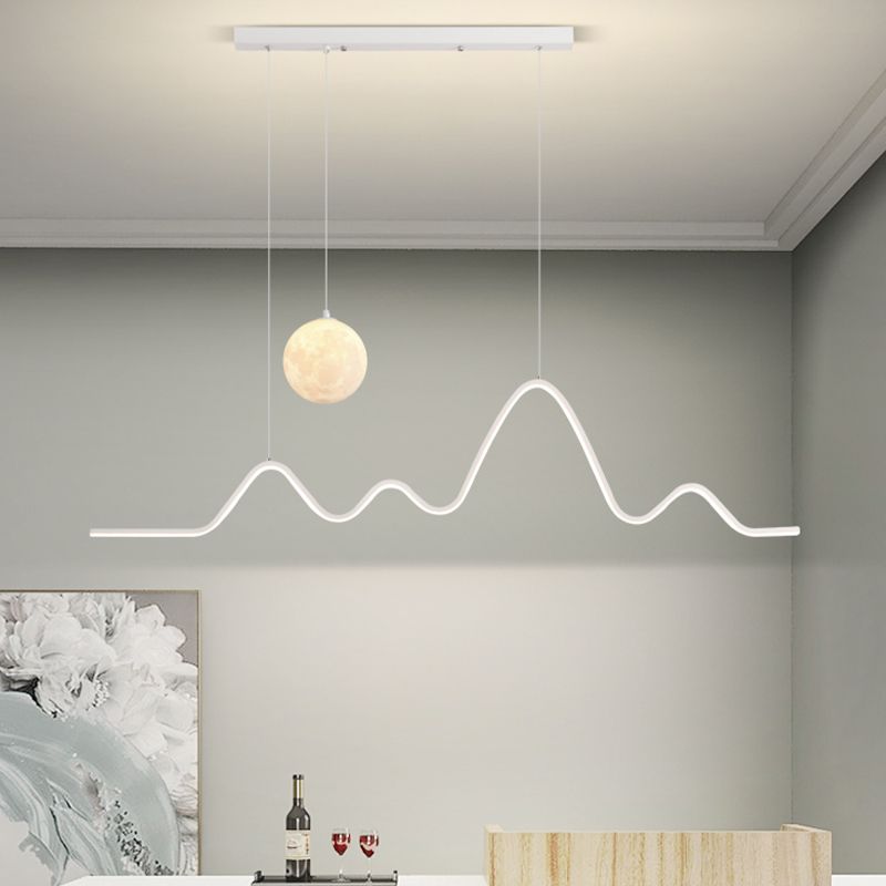 LED Contemporary Linear Shape Pendant Light with Silicone Shade for Living Room