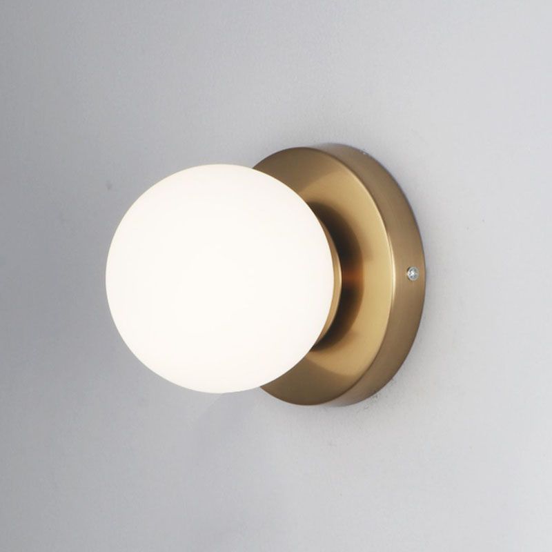 Minimalist Style Global Sconce Light Fixture Glass Bedroom Wall Lighting Fixture in Gold