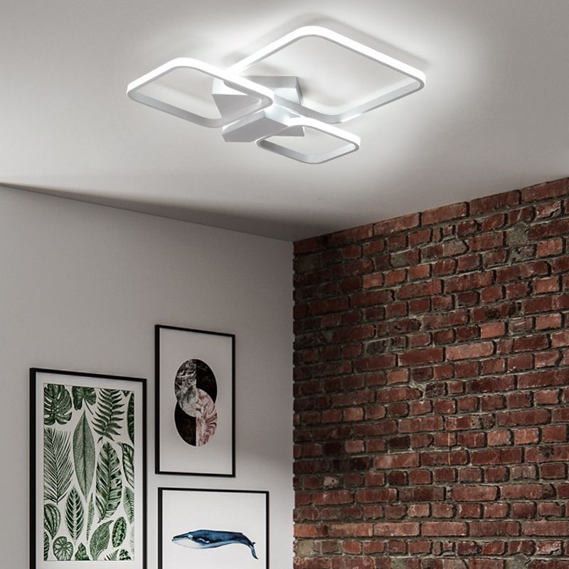 Quadrato Semiflush Monte Light Simple Acrilico LED White Massimale Montato Fixture in Warm / White Light